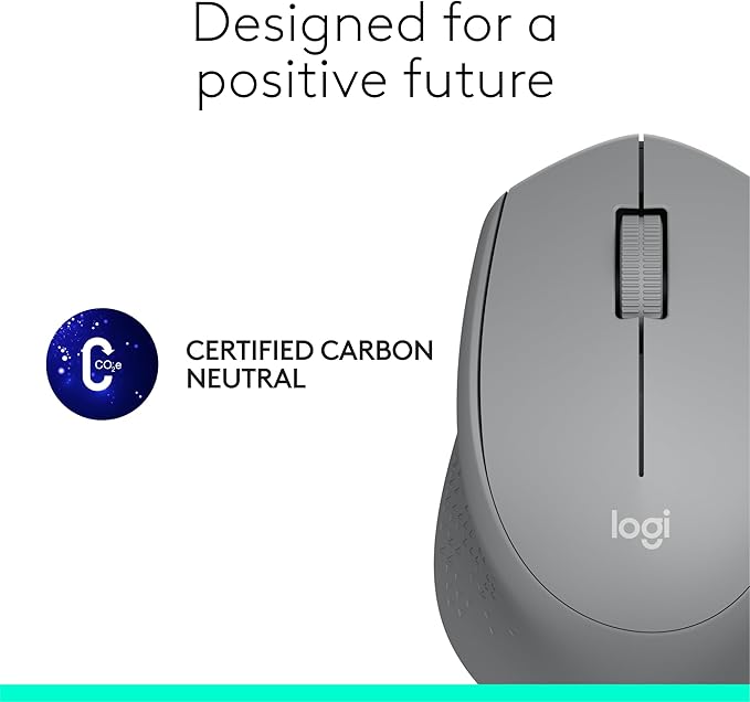 Logitech M330 SILENT Wireless Mouse, 2.4GHz with USB Receiver, Optical Tracking, Quiet & Lightweight, Long Battery Life, for PC, Mac, Laptop, Chromebook - Grey