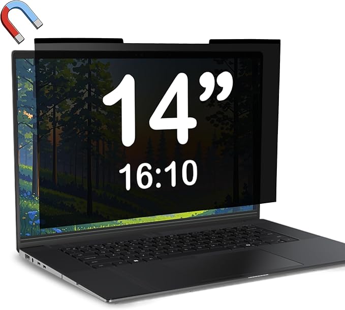 Magnetic Laptop Privacy Screen 14 inch for 16:10 Computer Monitor, Removable Anti-Glare Screen Privacy Shield, Screen Filter and Protector for Laptop (11 7/8" × 7 7/16"), Fits (WUXGA 1920 × 1200)