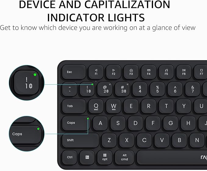 Rapoo 9010M Multi-Device Keyboard and Mouse Combo, 2.4GHz/Bluetooth 5.0/4.0 Wireless Keyboard & Mouse Set for Windows/Mac/Linux/Chrome, Support 4 Devices, Low-Profile Silent Click, Battery Powered