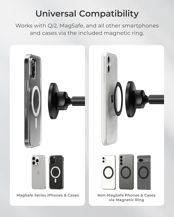 iOttie iTap 3 Magnetic Dash & Windshield Mount Car Phone Holder with Magnetic Ring Adapter. Compatible with iPhone, Samsung Galaxy, Google Pixel, Huawei, LG, and All Qi Compatible Smartphones