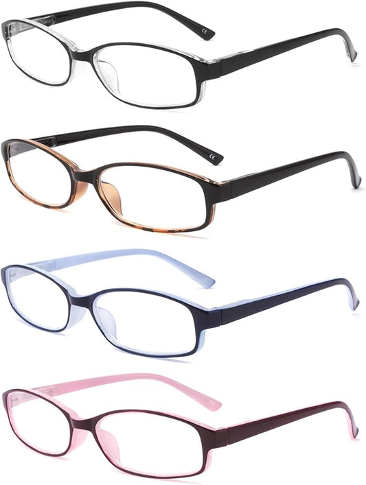 IVNUOYI 4 Pack Reading Glasses Blue Light Blocking with Spring Hinges,Colors Lightweight Readers for Women,Anti Glare UV Computer Eyeglasses 1.0