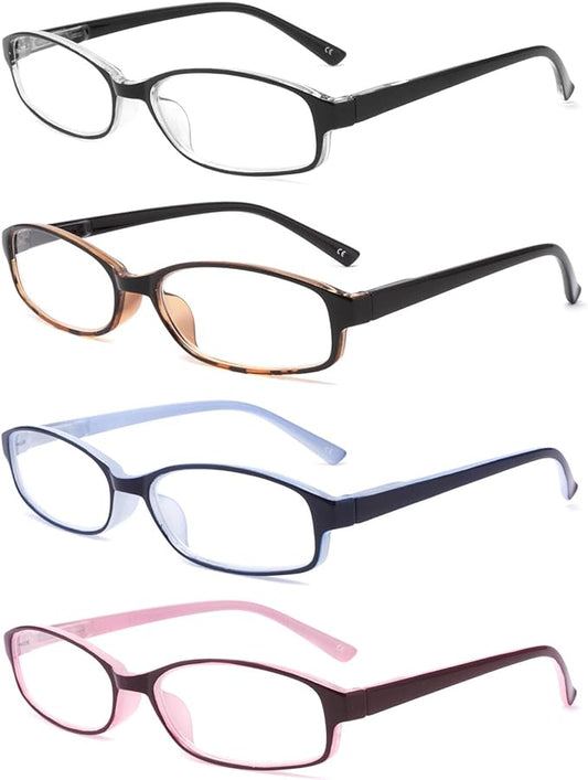 IVNUOYI 4 Pack Reading Glasses Blue Light Blocking with Spring Hinges,Colors Lightweight Readers for Women,Anti Glare UV Computer Eyeglasses 1.5