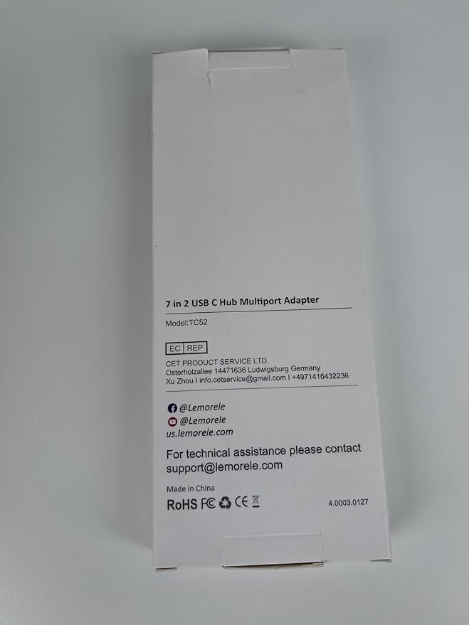 Lemorele USB C Hub for MacBook Pro/Air M1 M2 2022 2021 2020 2019 2018 13" 15" 16", 7 in 2 Multiport Adapter Hub Mac Dongle w/4K HDMI, 3 USB 3.0, SD/TF 3.0, 100W PD 40Gbps Thunderbolt 3/4