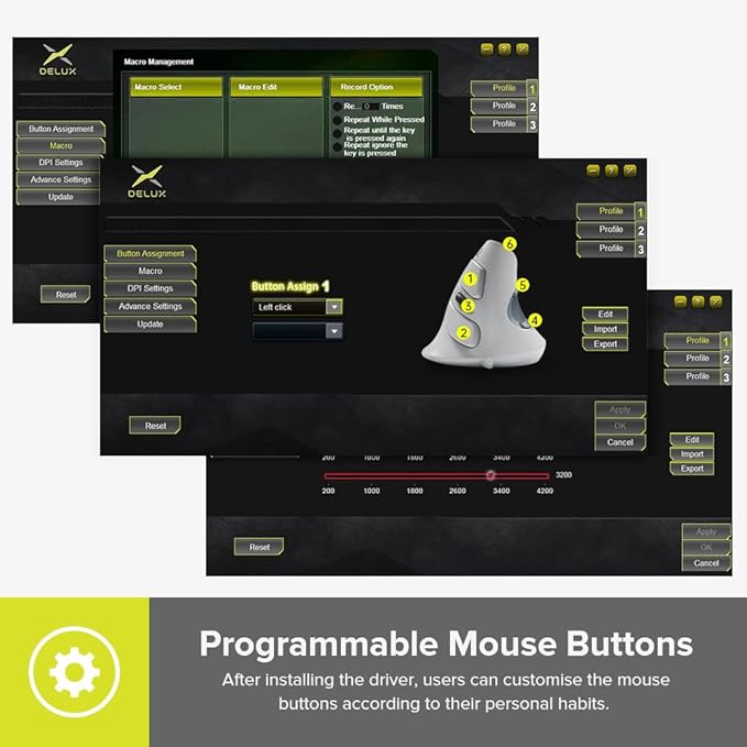 DeLUX Wired Vertical Ergonomic Mouse, with 6 Programmable Buttons, 4200DPI, Removable Palm Rest, Reduces Wrist Pain and Carpal Tunnel for Medium Hands (M618XU-White)