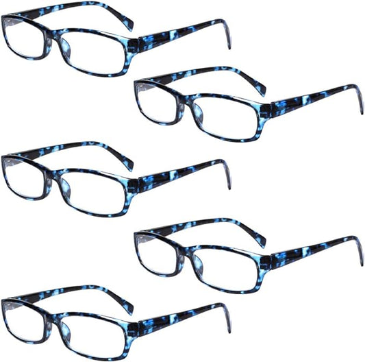 Henotin 5-Pack Reading Glasses Blue Light Blocking Anti Eyestrain Computer Reading Glasses for Women and Men Readers (5 Pack blue, 2.50, Diopters)