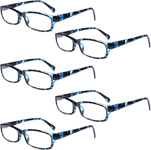 Henotin 5-Pack Reading Glasses Blue Light Blocking Anti Eyestrain Computer Reading Glasses for Women and Men Readers (5 Pack blue, 3.00)