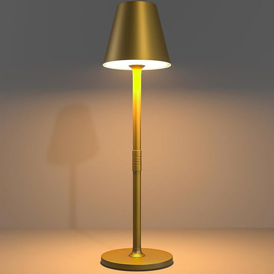 LED CordlessTable Lamp,4000mAh Rechargeable Battery Desk lamp,3 Level Brightness Portable Night Light, Minimalist Design, for Couple Dinner/Coffee Table/Restaurant/Bedroom(Bronze)