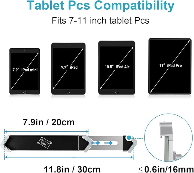 Anti Theft Tablet Stand, Security Tablet Holder with Lock, Lockable Tablet Mount for iPad, Galaxy Tab, E-Reader, Amazon Fire, More 7-11" Tablets (Wall)