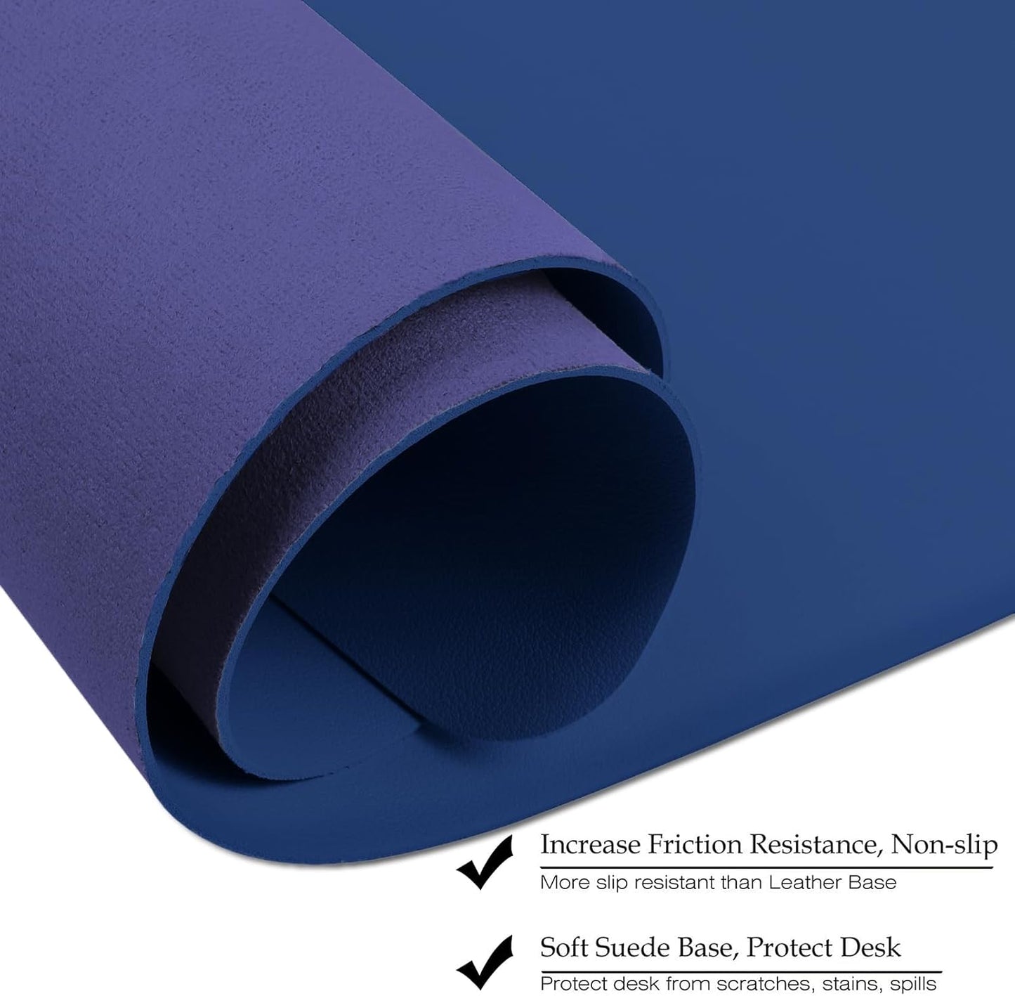 Boutilon Leather Desk Pad Protector,Non-Slip Mouse Pad,Laptop Desk Pad,Office Mouse Mat,Waterproof Leather Desk Blotter,Desk Writing Pad for Office and Home (S-Navy,24"x 14")