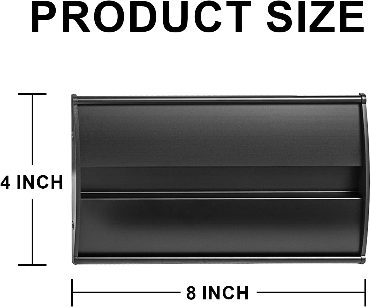 Set of 5 –Sturdy & Elegant Black Aluminum Wall Mount Name Plate Holder, Office Business Door Curved Sign Holder with Adhesive Tape, 8” X 4” - Plastic Film Included, Paper Inserts NOT Included