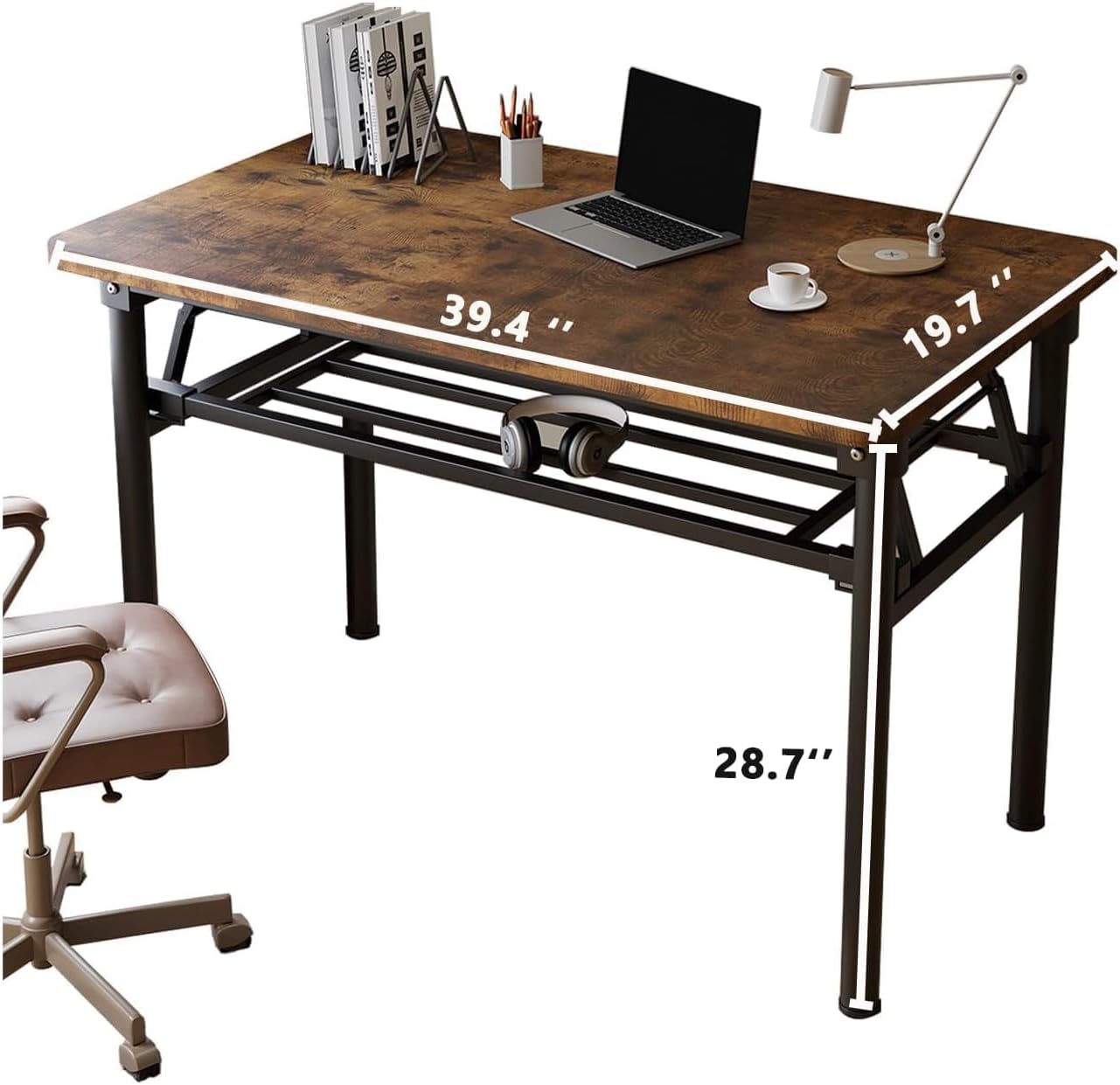 Small Folding Desk No Assembly,39.4 Inch Folding Computer Desk Small Foldable Table for Home Office.