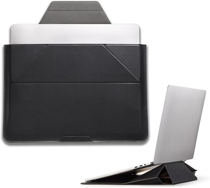 MOFT Laptop Carry Sleeve, 2-in-1 Laptop Bag & Stand for 15" MacBook Air & Dell/HP/Lenovo/Asus, Stylish Slim Computer Sleeve Bag with Expandable Storage for Computer Accessories, Night Black