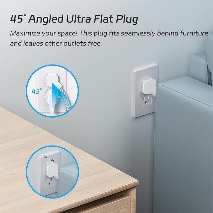 Surge Protector Power Strip 5 FT Extension Cord with Multiple Outlets - 12 Widely AC Outlets and 3 USB Ports, Flat Plug, Wall Mount Outlet Extender with 1700J Overload Protection, ETL Listed