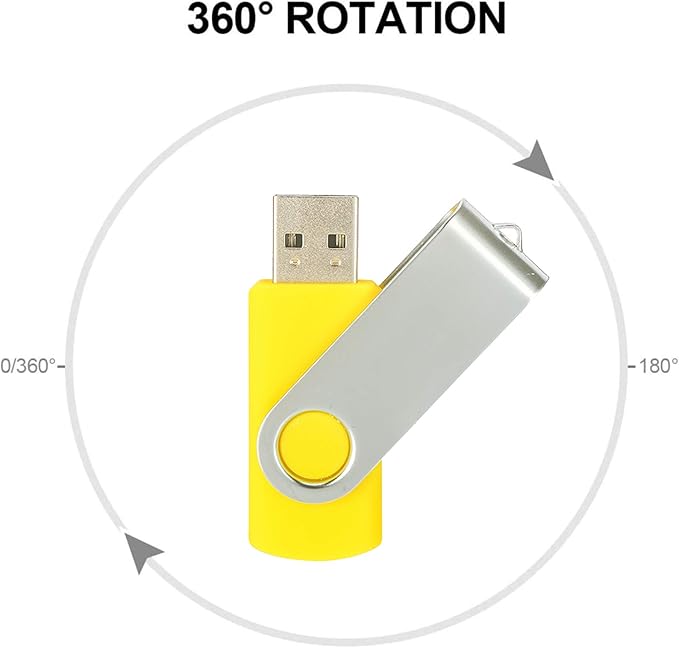 10pcs 16GB USB Flash Drives USB 2.0 Thumb Drive Bulk Swivel Memory Stick 16 GB Fold Storage Jump Drive Zip Drive, 10 Pack Yellow