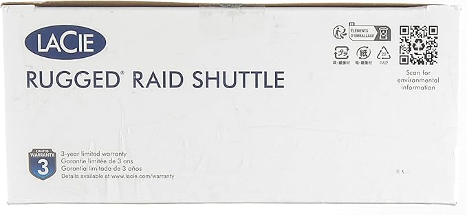 LaCie Rugged Raid Shuttle 8TB External Hard Drive Portable HDD - USB-C USB 3.0 Compatible, Drop Shock Dust Water Resistant, for Mac and PC Computer Desktop Laptop, 1 Mo Adobe CC (STHT8000800)