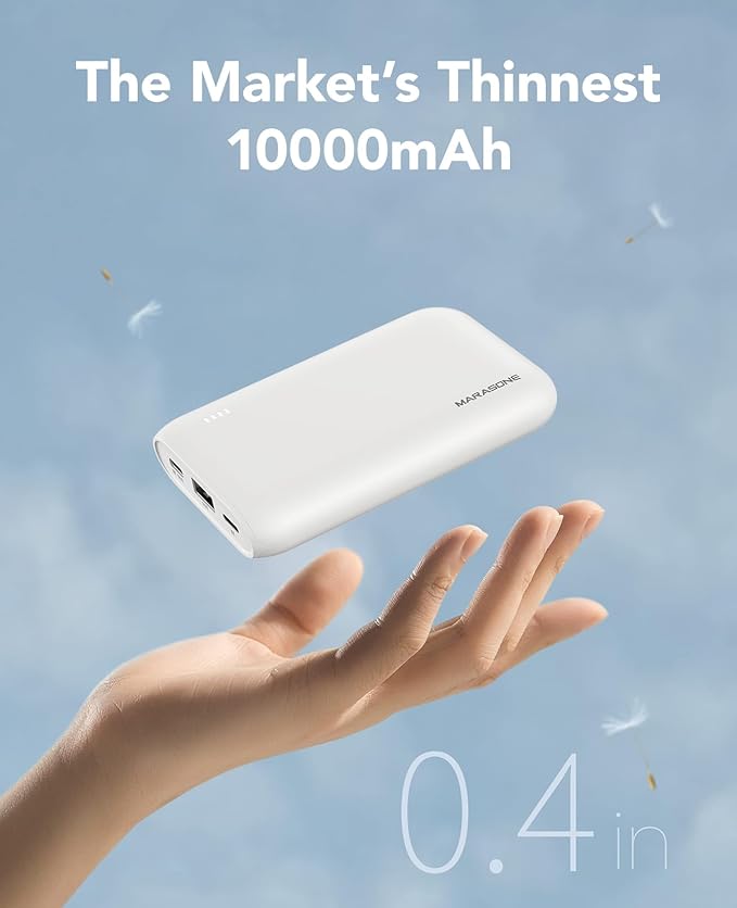 Portable Charger,Slimmest 10000mAh 22.5W PD Fast Power Bank, USB C in&Out High-Speed Charging Battery Pack Compatible with iPhone 16 15 14 13 X Samsung S22 S21 Google iPad etc