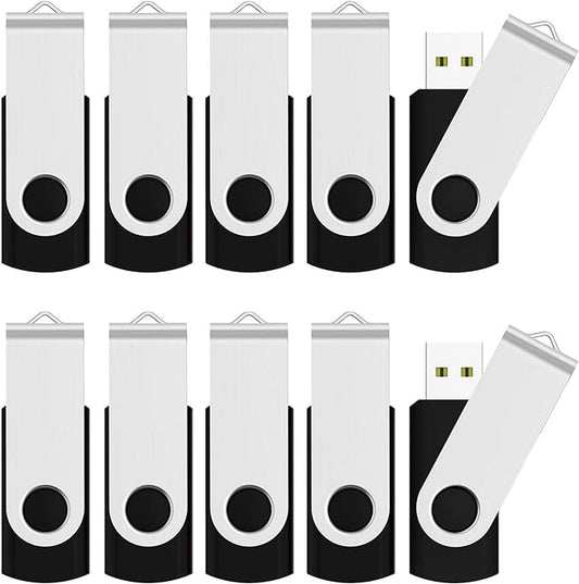 JUANWE 32GB Bulk Flash Drive 10 Packs, Mutipack USB Thumb Drives 2.0 Flashdrive Memory Sticks, Fat32 Jump Drive for Laptop Backup, Bulks Zip Drive Memoria Storage Sticks Pendrive Pack of 10 - Black