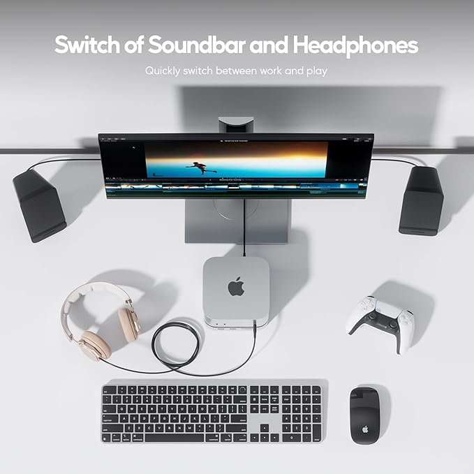 Mac mini M4 Dock with 4TB M.2 SSD Enclosure (SSD NOT Included), Mac mini M4/ M4 Pro Hub Stand with HDMI 4K@60Hz, 2024 MacMini USB C Hub Accessories, 3 USB A 2.0, SD/TF, 3.5mm Audio