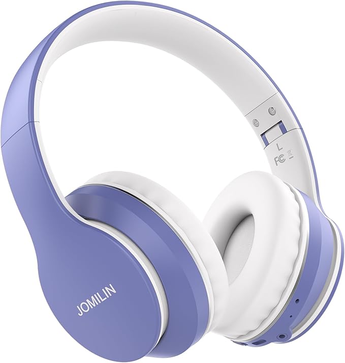 JOMILIN B9 Wireless Headphones Over-Ear, 60 Hours Playtime Lightweight Folding Hi-fi Stereo Bass Bluetooth Headset with Mic, Volume Control Headphones for iPad/Travel/Tablet/PC (Purple)
