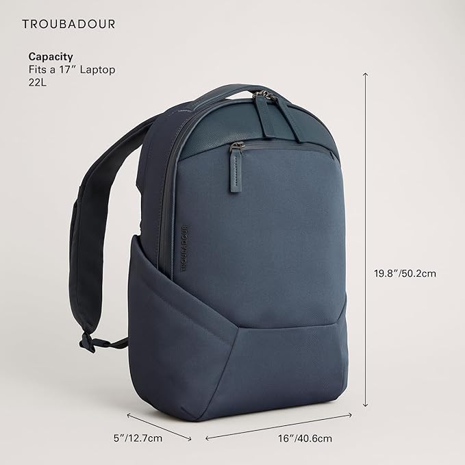 Troubadour Apex 4.0-22L Premium Laptop Backpack - Ergonomic & Water Resistant - Designed for Work and Travel - Basalt