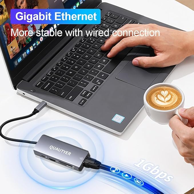 USB C Docking Station MAC Adapter Multiport usb c to ethernet adapter USBC Multiport 8 in 1 usb c hub with ethernet 1000M 4K HDMI 100W PD Charging USB 3.0 SD/TF Card Reader usbc hub for macbook pro HP