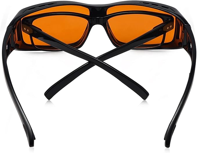 Eyekepper 100% Blue Light Reduction,Fitover Anti-Blue Blocking Computer Glasses Amber Lenses Black