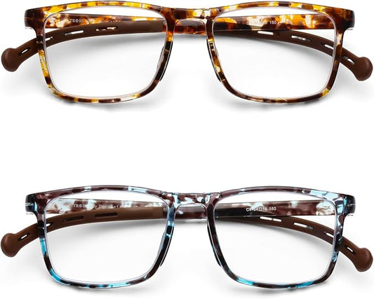 DOOViC 2 Pack Reading Glasses for Women Men TR90 Flexible Lightweight Anti Eyestrain Blue Light Blocking Computer Readers
