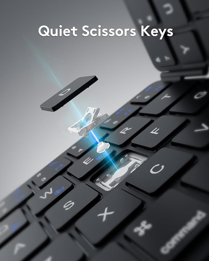 Samsers Bluetooth Foldable Keyboard, Wireless Portable Folding Keyboards, Full-Size Ultra-Slim Rechargeable Connect Up to 3 Devices for iOS Android Windows Phone Tablet and Laptop, Black