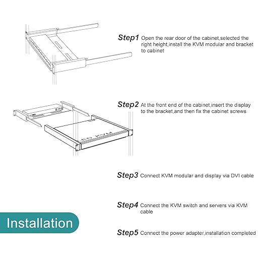 MT-VIKI® Rack Mount KVM HDMI with 17.3'' LCD Monitor, 1080P Support OSD/Hotkey, Included 8 KVM Cables+Keyboard + Touchpad, Fit 1U 19'' Rack