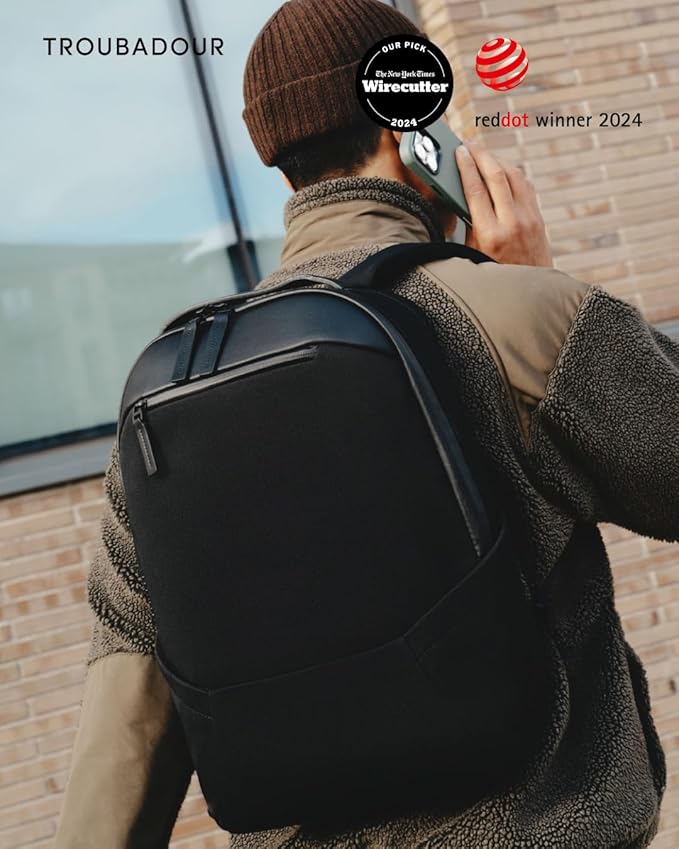 Troubadour Apex 3.0-22L Premium Laptop Backpack - Ergonomic & Water Resistant - Designed for Work and Travel - Black