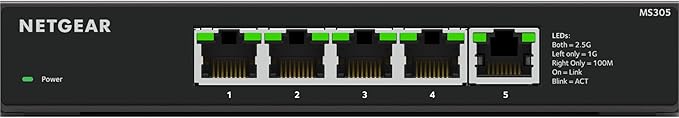 NETGEAR 5-Port Multi-Gigabit Ethernet Unmanaged Essentials Network Switch (MS305) - with 5 x 1G/2.5G, Desktop or Wall Mount, and Limited 3 Year Protection