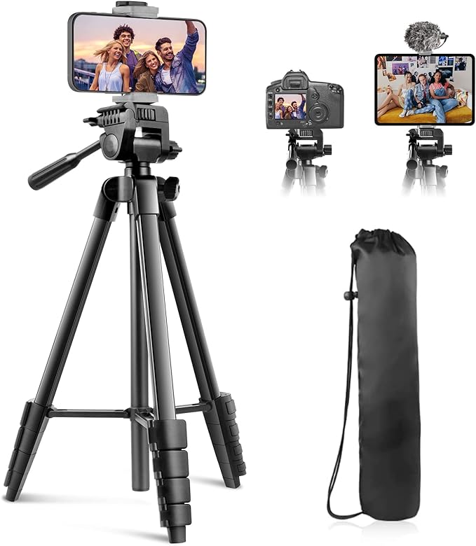 Sensyne 64" Camera Tripod Stand, Versatile Phone & iPad Tripod with Wireless Remote and 2-in-1 Phone Holder for Selfie/Video Recording/Photo/Live Stream/Vlog
