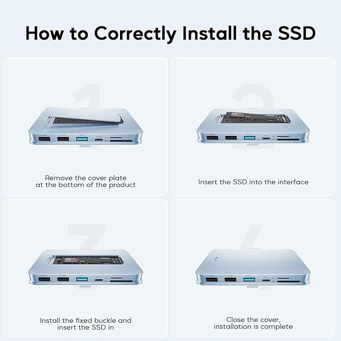 iMac Accessories for iMac24 inch 2021/2023/2024, PULWTOP iMac Hub with M.2 NVMe SSD Enclosure, i-Mac USB C Hub USB A/C 10Gbps, SD/TF, i-Mac USB Adapter for iMac24 M1/M3/M4 or Studio Display 27 inch