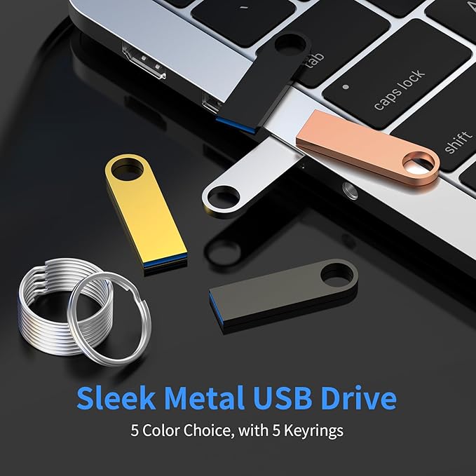 USB 3.0 Flash Drive 32GB 5 Pack, Wooolken High Speed USB 3.0 Thumb Drives Sleek Metal Flash Drives with Keychains, Memory Stick, USB Drive for PC/Computers/Mac/Laptops