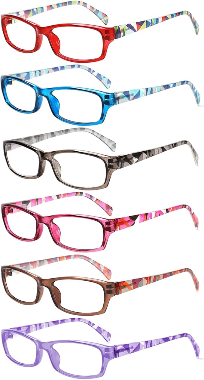 Henotin 6-Pack Reading Glasses Blue Light Blocking Anti Eyestrain Computer Reading Glasses for Women and Men Readers (Mix Color-A, 2.50, Diopters)
