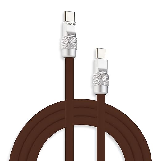chubbycable Chubby 2.0 Fast Charging Cable Durable Soft Silicone USB C Cable 240W Extra Thick Charger Cord Compatible with iPhone 17-15 Series iPad, Chocolate, Type-C to Type-C, 8.2FT