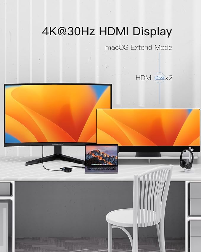 Mini USB C Docking Station Dual HDMI Monitor FORIDA USB C to USB Dock Hub with Gigabit Ethernet 100W Power Delivery Micro SD Card Reader for MacBook/Dell/HP/Lenovo ThinkPad/Surface (Black)