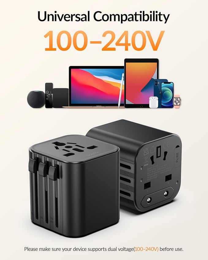 SooPii 2-Pack Universal Travel Adapter Worldwide, Travel Plug Adapter with AC Outlets(Type A C G I), Small International Socket Adapter for UK, US, Europe, Japan, Ireland, Australia 200+ Countries