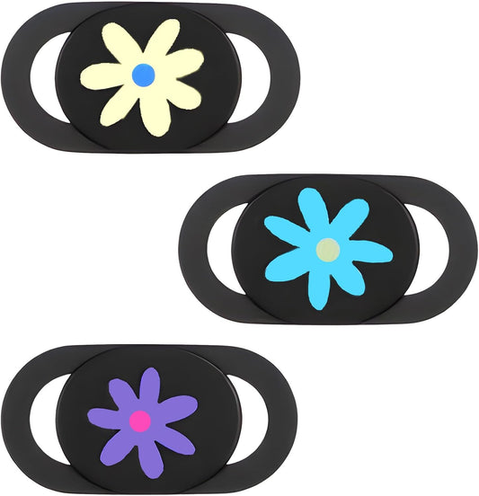 3 Pack Flower Laptop Camera Cover Slide, Flower Universal Webcam Cover Slide 0.027 Inch Ultra Thin Camera Privacy Covers for Laptop, Computer, Phone
