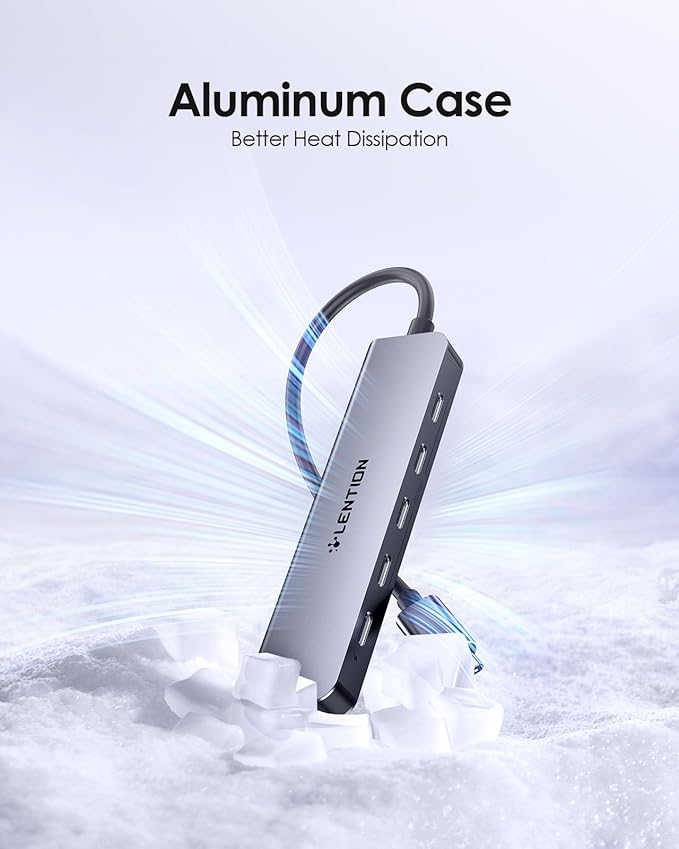 LENTION 6-in-1 USB C Hub Dock with 4K @60HZ HDMI Display, 4 USB-C Ports (USB 3.2 Gen 2, 10 Gbps), PD 100W Charging and for iPhone15 Series, New MacBook Pro, Mac Air, More (CE33, Space Gray)