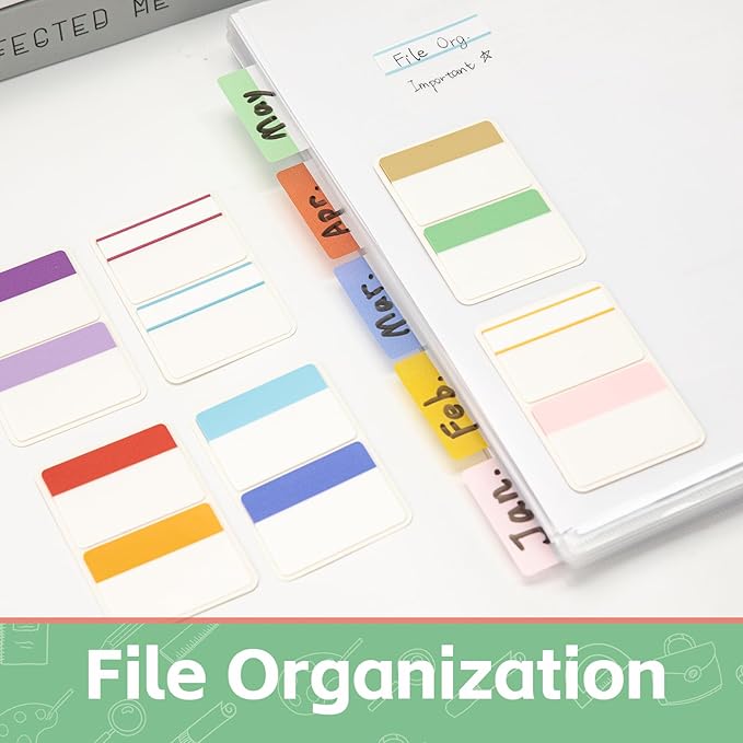 KICNIC Sticky Tabs 240Pcs 2Inch, Pastel Book Tabs, Adhesive BOPP Page Tabs, Transparent Annotation Labels, Tabs for Notebooks, Small Markers for School, College, Office (12 Colors)