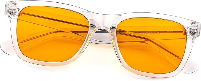 Sleep Glasses 99.9% Blue Light Glasses Dual AR Coatings Amber Orange Lens for Computer Gaming Reduce Eyestrain