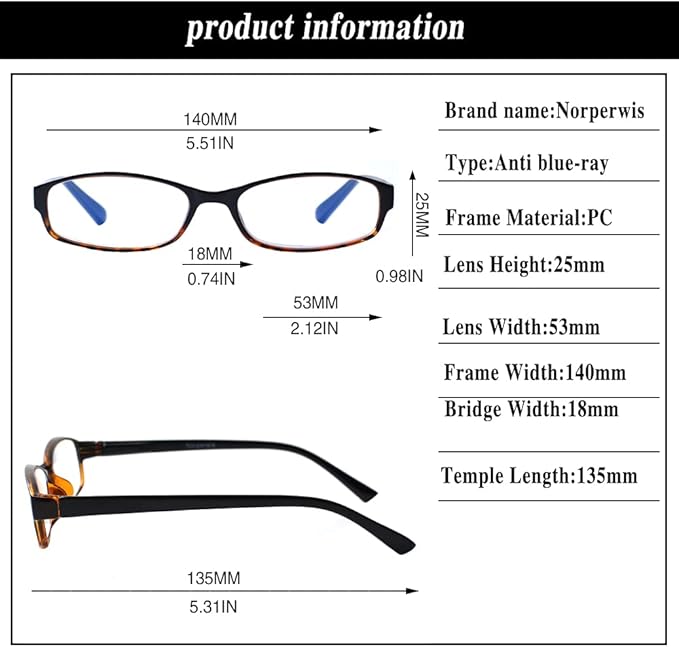 NORPERWIS 6 Pack Ladies Reading Glasses for Women Blue Light Blocking Spring Hinge Fashion Eyeglasses Readers for Women (Mix Color, 2.25, multiplier_x)