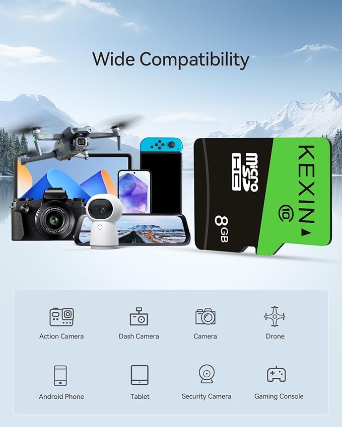 KEXIN 8GB Micro SD Cards Bulk with SD Adapter microSDHC Memory Card UHS-I C10 20Pack Micro SD Cards Multipack Full HD TF Card for Smartphone Tablet Dash Cam Drone 8G 20Pack