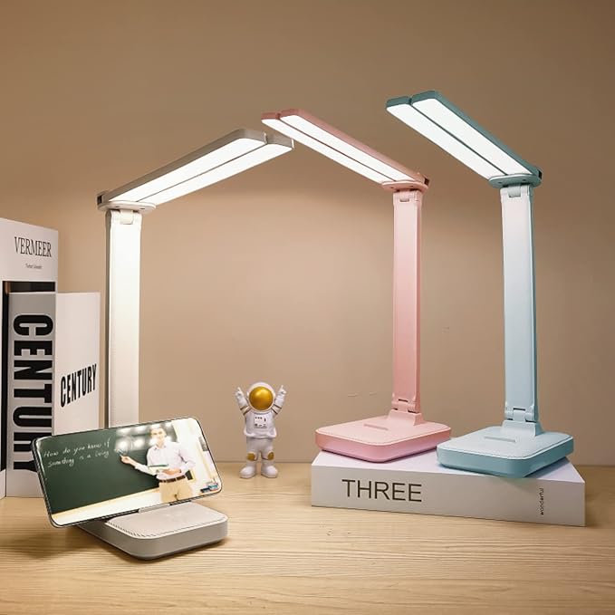Pink Desk Lamp for Home Office,Portable Cute Small Desk Lamp with 3 Lighting Modes, Battery Operated Rechargeable Desk Light for Kids, Reading,Studying,Dormitory, Pink