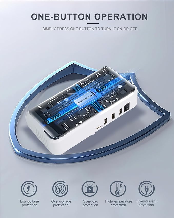 220V to 110V Voltage Converter with LCD Display, LVYUAN Universal Travel Adapter with UK/EU/AU Power Plug Adapter, Step Down Transformer for Hair Straightener Curling Iron CPAP (White)