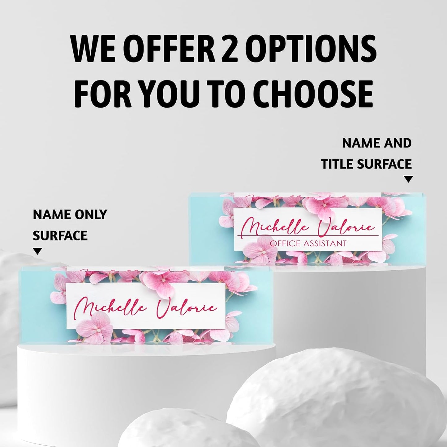 Office Desk Name Plate Personalized, Custom Name Plates for Desks, Name Plate Personalized for Office, Employee Appreciation Gifts (Pinkish Blue)