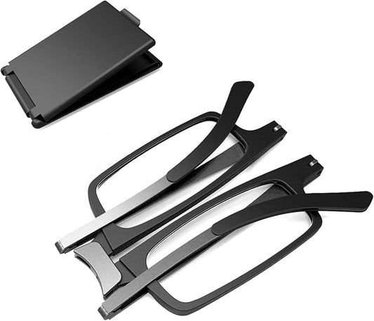 Case Upgrade Ultra-light and Thin Foldable Reading Glasses Folding Readers for Men Women Compact Portable Rectangle Eyewear Case (Black, 3.5)