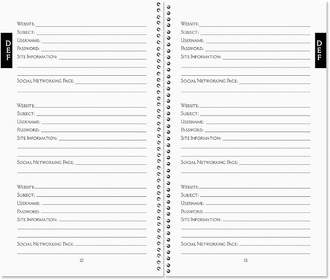 Current By The Sea Password & PIN Keeper Book, 94 Pages, 5” x 8.5” Size Spiral Bound, Soft Cover Internet Organizer for Offline Website, Login, & Username Storage