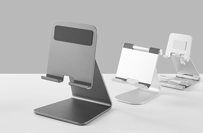 Heavy-Duty Tablet Stand for Desk, Portable Monitor Stand, iPad Stand, Especially Suitable for Large-Sized and Heavy Devices(7''-18''), with Superior Touch Stability.(Silver)